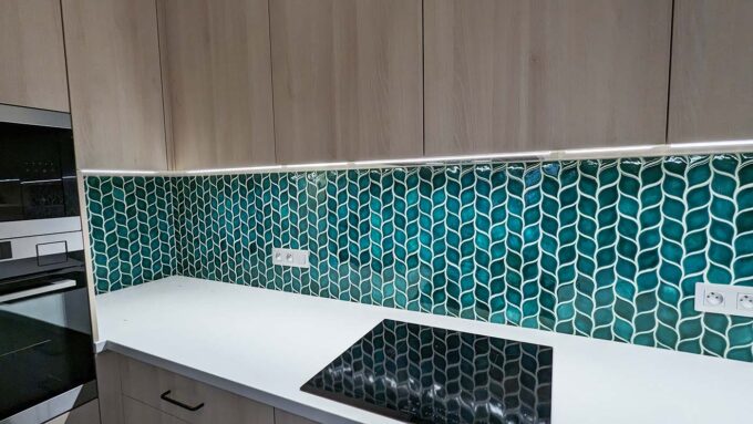 Keramický obklad na stenu do kuchyne - Mozaika obklad - Modro zelené - Kuchynská zástena