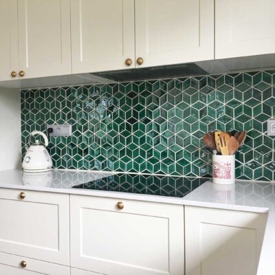 Keramický obklad na stenu do kuchyne - Mozaika obklad Diamanty - Smaragdovo zelené - Kuchynská zástena
