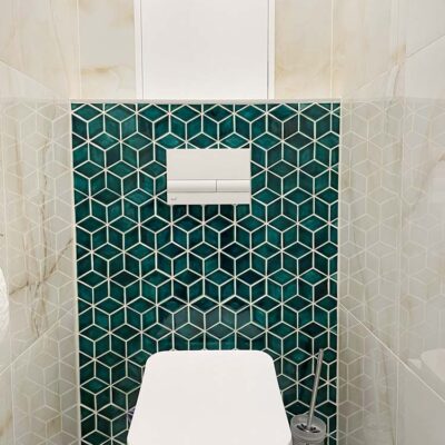 Keramický obklad - záchod - diamanty - mozaika - modrozelená