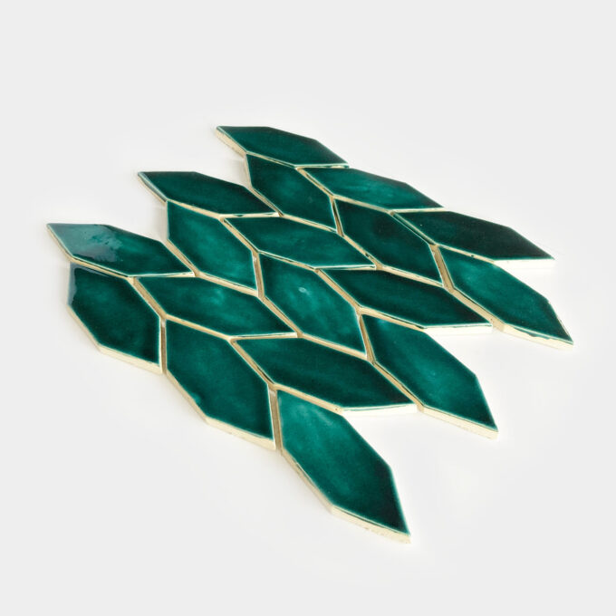 Keramicka mozaika obklad predlzene sestuholniky lesna zelena