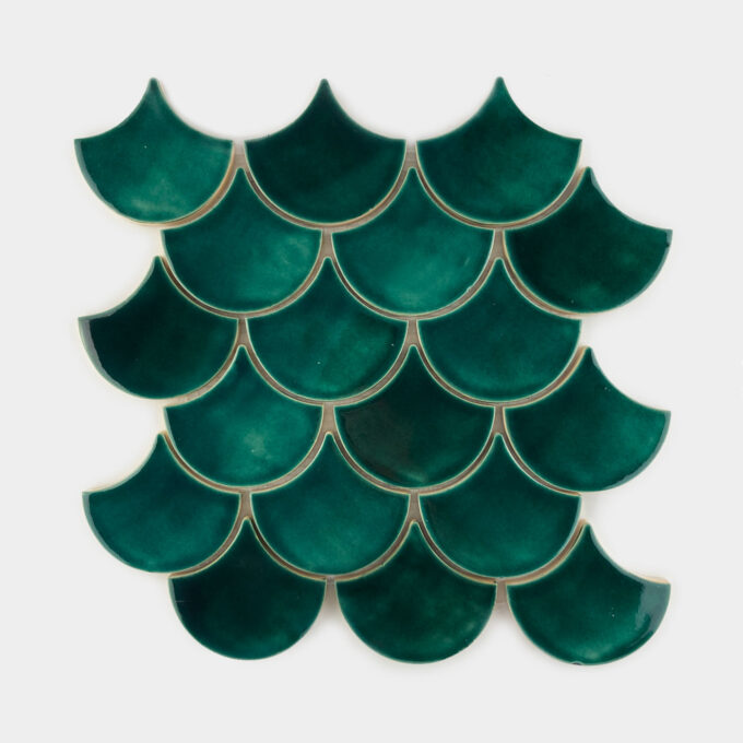 Keramicka mozaika obklad na stenu sestuholniky lesna zelena