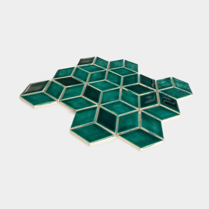 Keramicka mozaika obklad na stenu diamanty lesna zelena