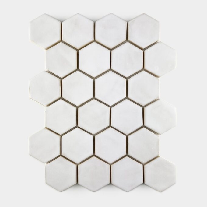 Ručne vyrábaný keramický obklad Hexagon – mozaika vo farbe biela matná