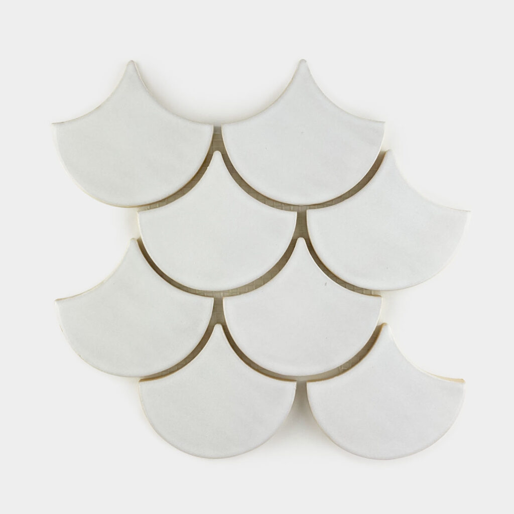 Ceramic Mosaic Tiles Fish Scale - White Gloss Color