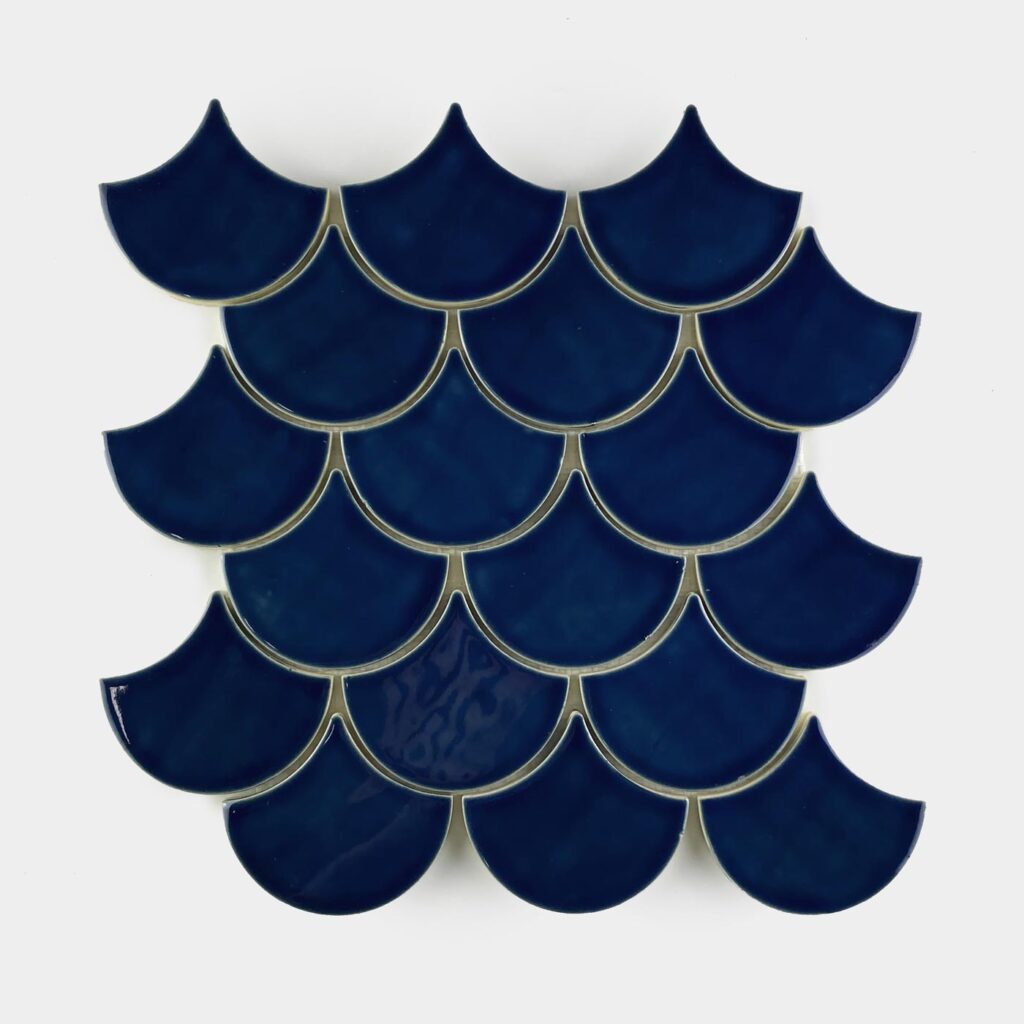 Ceramic Mosaic Tile Fish Scale - Navy Blue Color