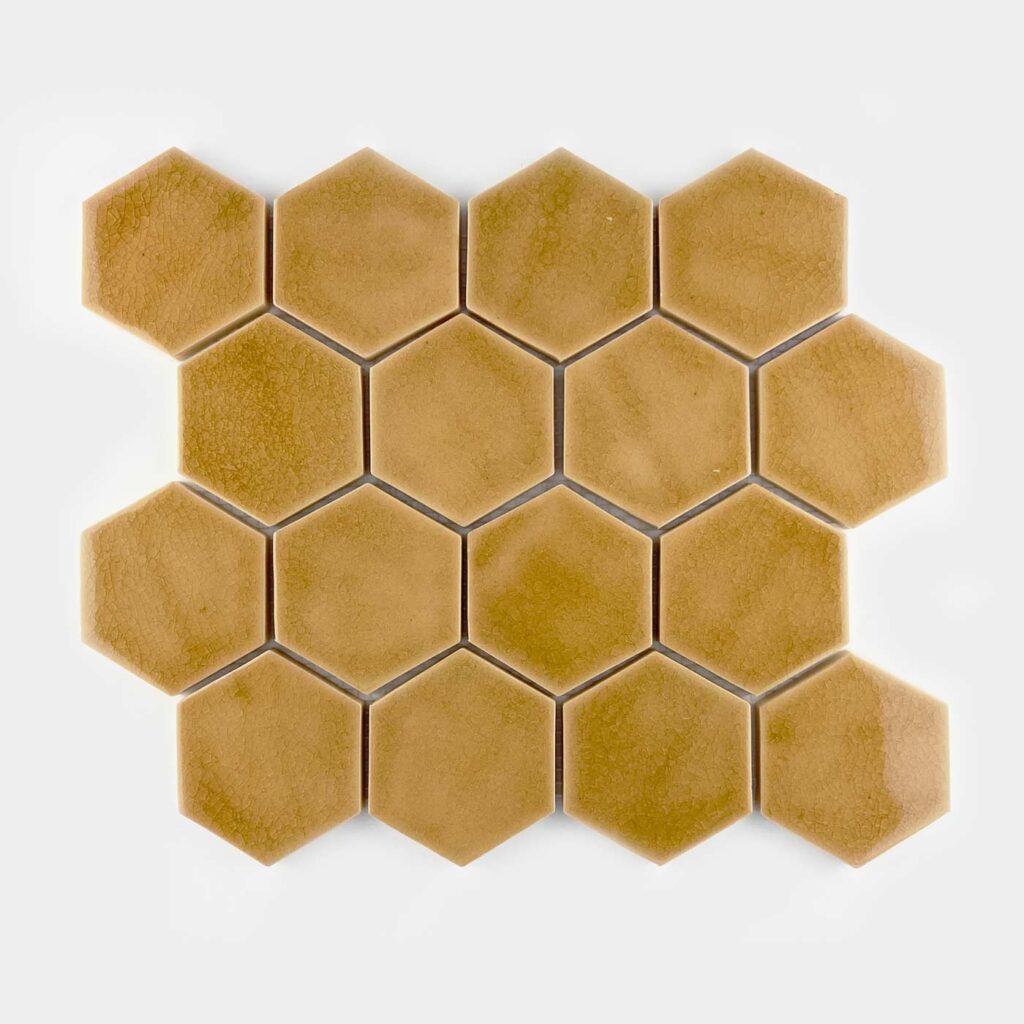 Ceramic Mosaic Hexagon Tiles - Honey Color