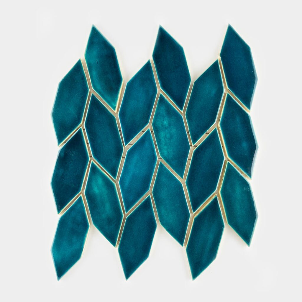 Keramická mozaika Predĺžené šesťuholníky - petrolejová farba