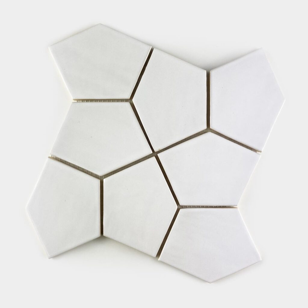 Ceramic Mosaic Pentagon Tiles - White Gloss Color