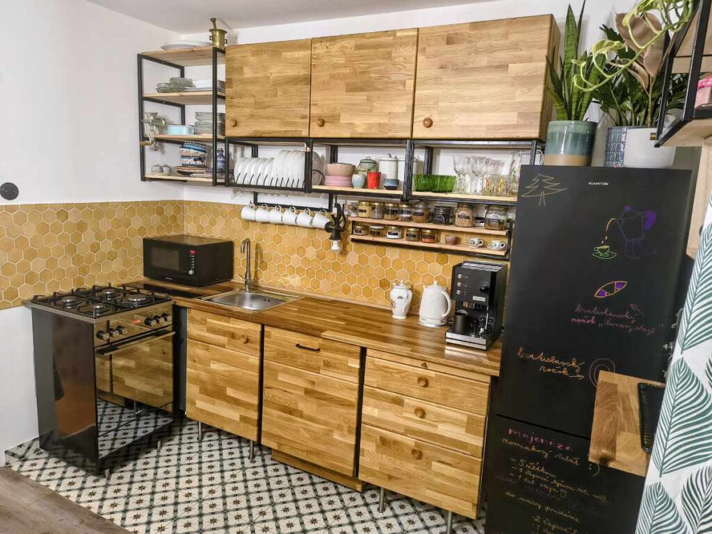 Ceramic mosaic tiles - hexagons, honey color, kitchen backsplash